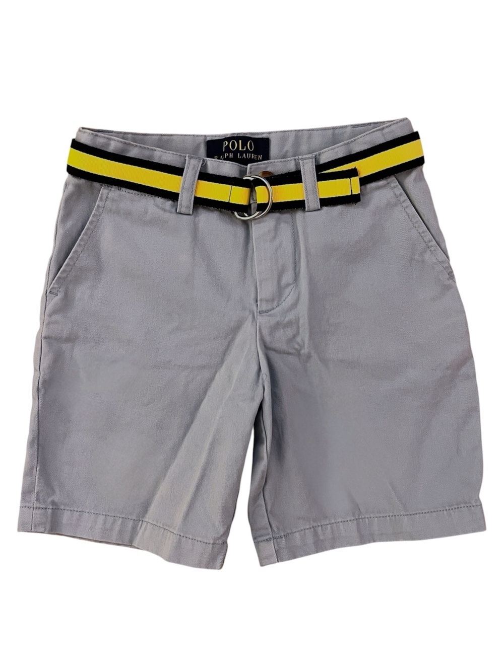 Boys - Size 5-Polo Ralph Lauren Blue Chino Shorts with Yellow & Navy Stripe Belt